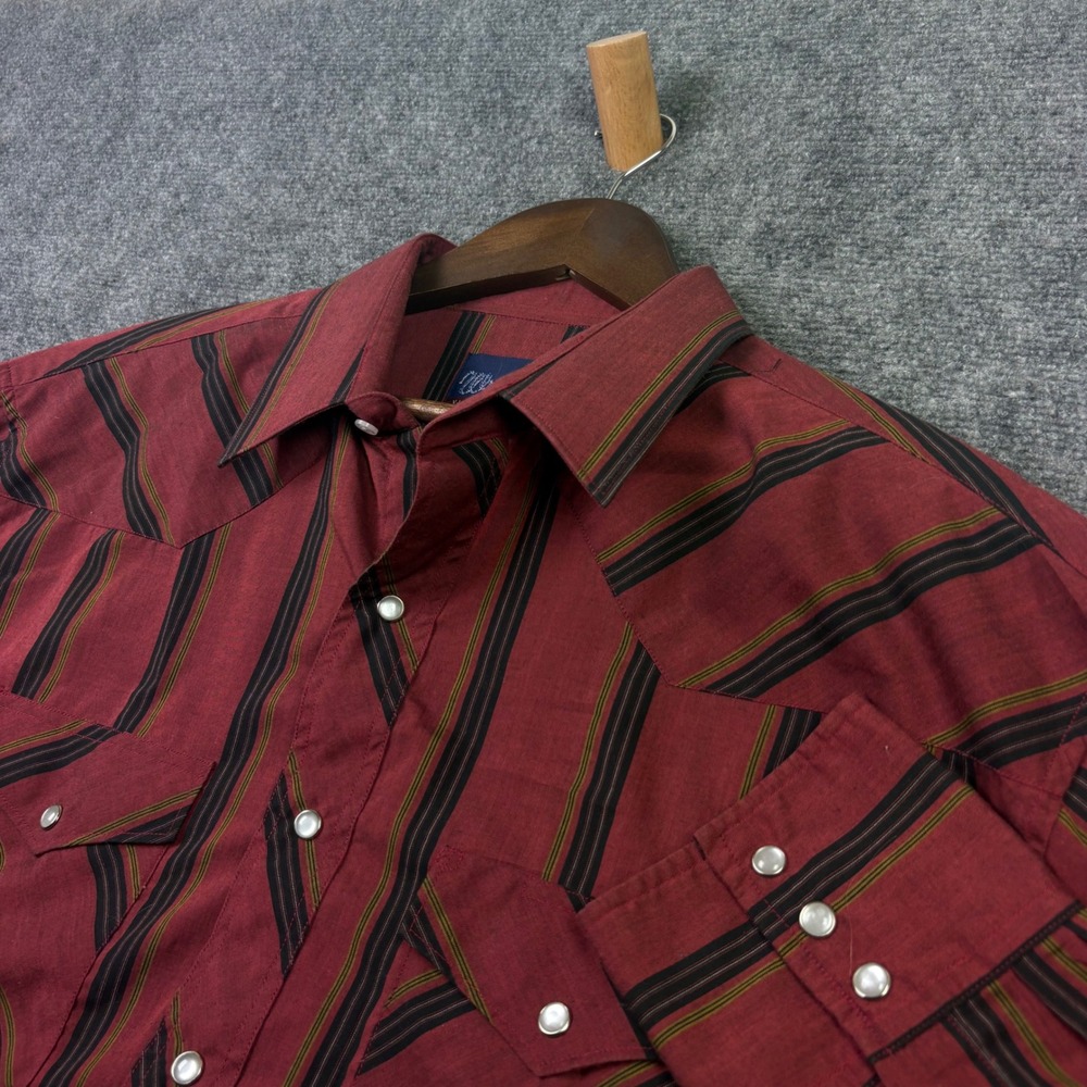Wrangler Western Shirt Mens 17-34 Red Pearl Snap X-Long Tails Cowboy 71130CS